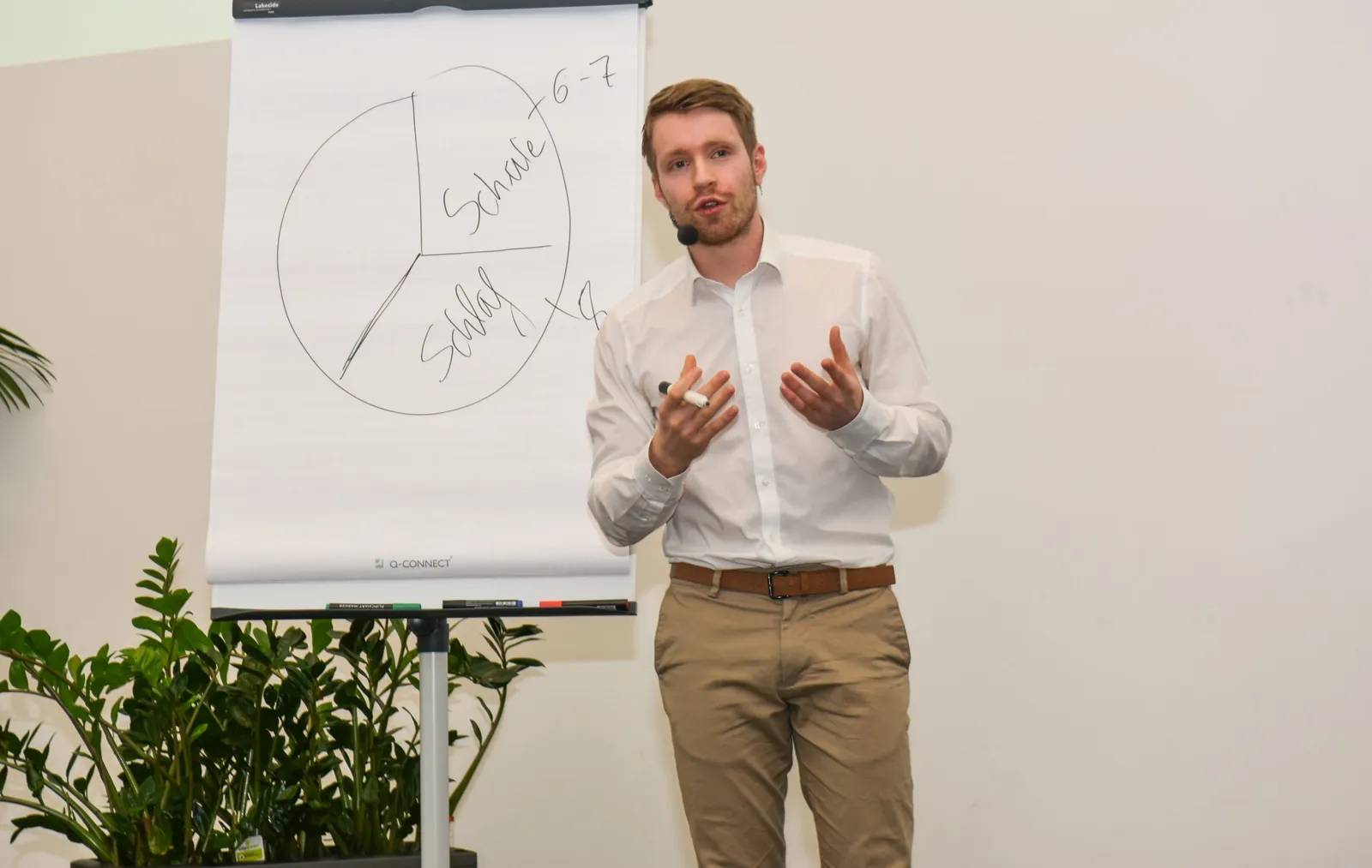 Florian Buschmann erklärt vor einem Flipchart